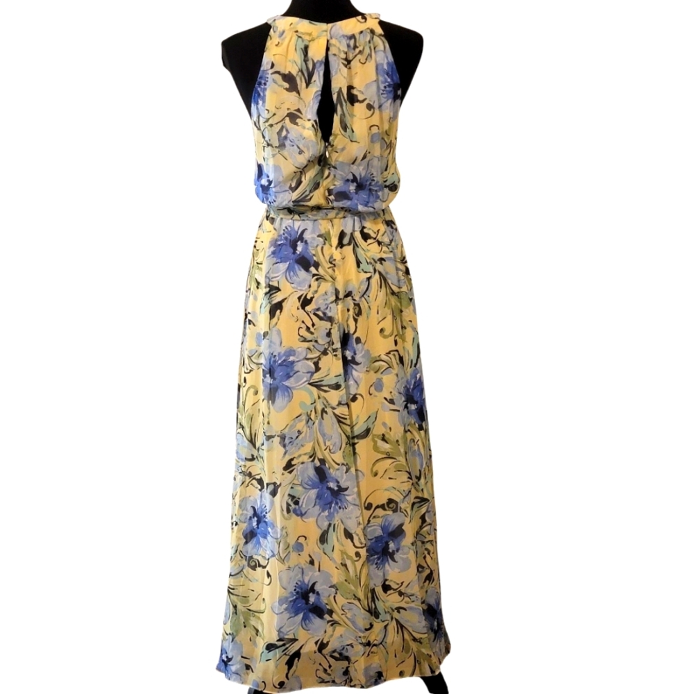 R&K Floral Chiffon Belted Halter Maxi Dress - Picture 3 of 6